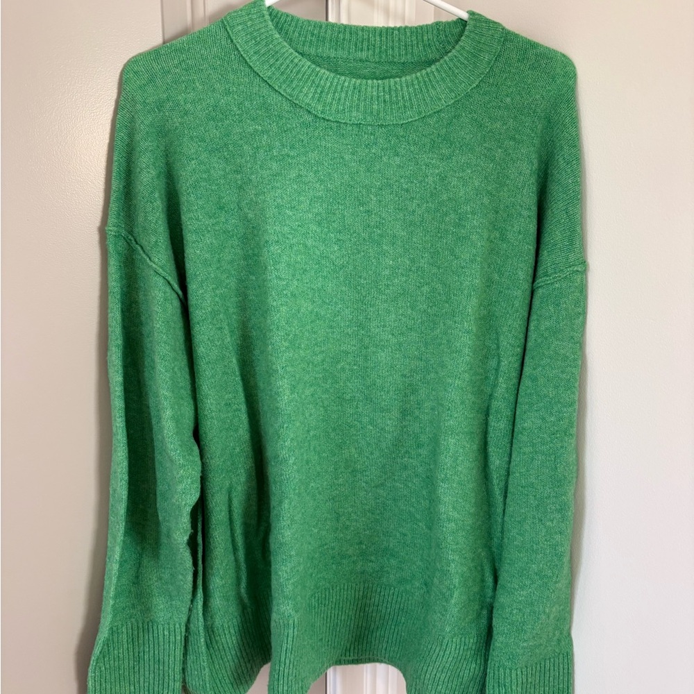 Aerie Vibrant Green Crew Neck Sweater